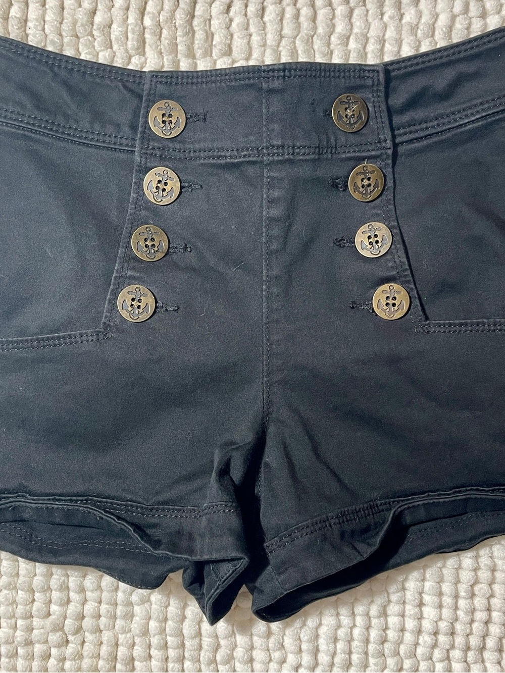 Express Black High-Waist Sailor Button Shorts
